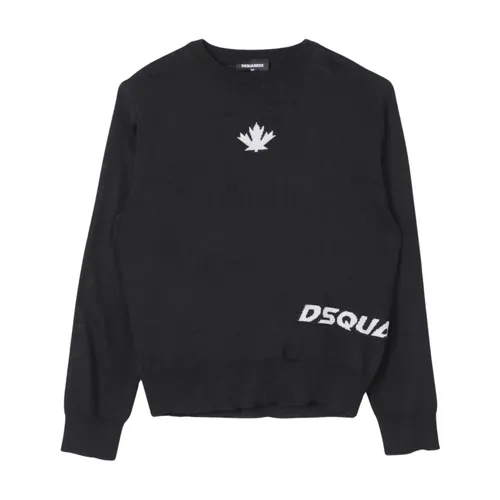 Black Maple Leaf Knit Sweater - Dsquared2 - Modalova