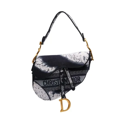Pre-owned Textile Saddle Bag with Adjustable Shoulder Strap and Metal 'D' Accent - Dior Vintage - Modalova