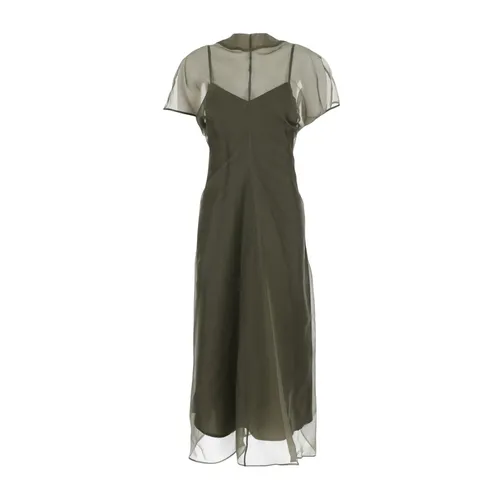 Sheer Crewneck Midi Dress - Federica Tosi - Modalova