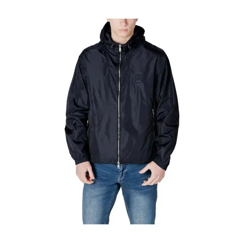 Blue Polyamide Hooded Jacket - Armani Exchange - Modalova