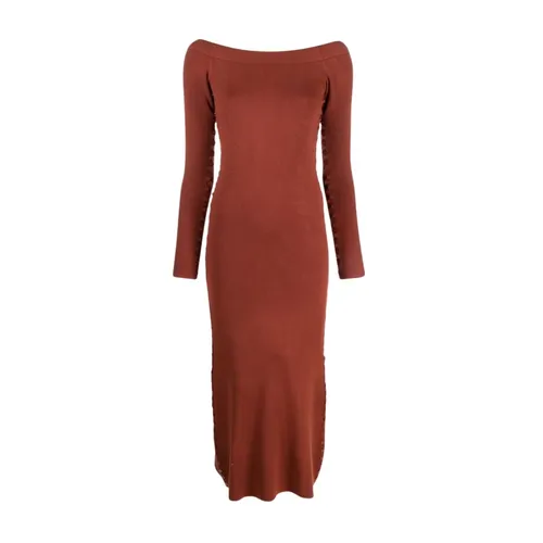 Schulterfreies Braunes Kleid mit Knopfdetail - Altuzarra - Modalova