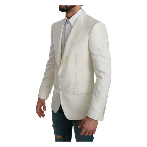 White Wool Blazer Sicilia Model - Dolce & Gabbana - Modalova