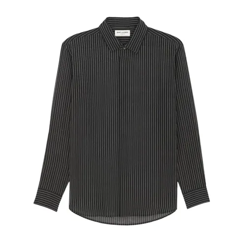 Silk Georgette Shirt with Pinstripes - Saint Laurent - Modalova
