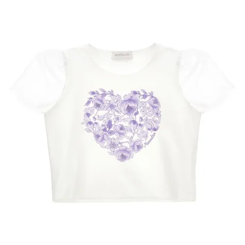 Girls Heart T-Shirt Ivory - Monnalisa - Modalova