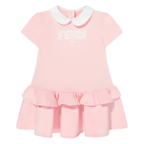 Pink Logo Ruffle Dress for Baby Girls - Fendi - Modalova