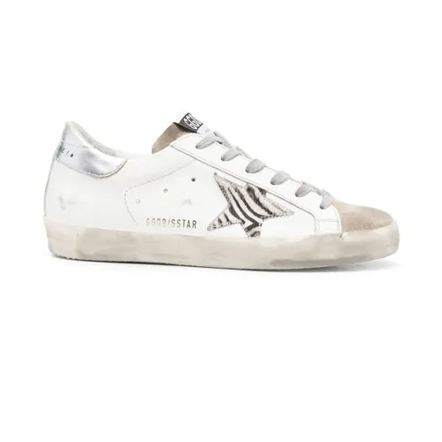 White Leather Star Patch Sneakers - Golden Goose - Modalova