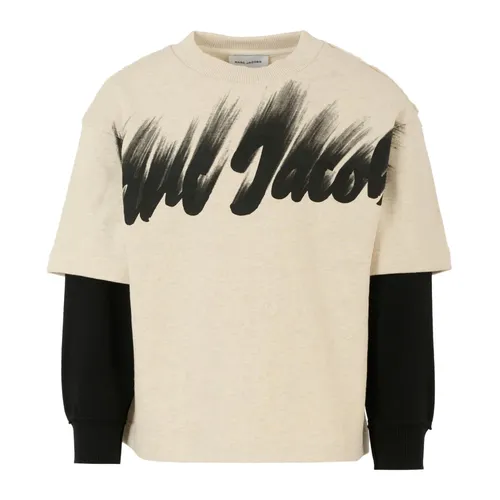 Beige Cotton Sweatshirt with Layered Effect - Little Marc Jacobs - Modalova