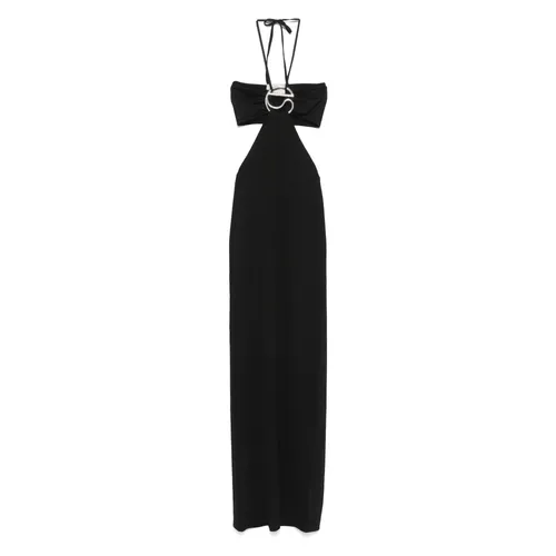 Black Knitted Halter Dress with Ruffle - Coperni - Modalova
