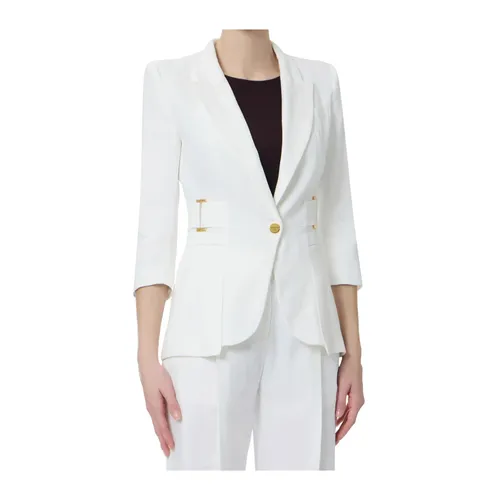 Linen-blend jacket - Elisabetta Franchi - Modalova