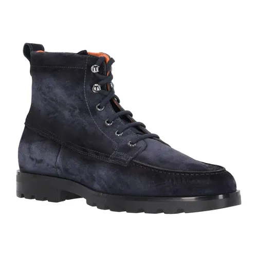 Suede Lace-up Boot with Shearling Lining - Santoni - Modalova
