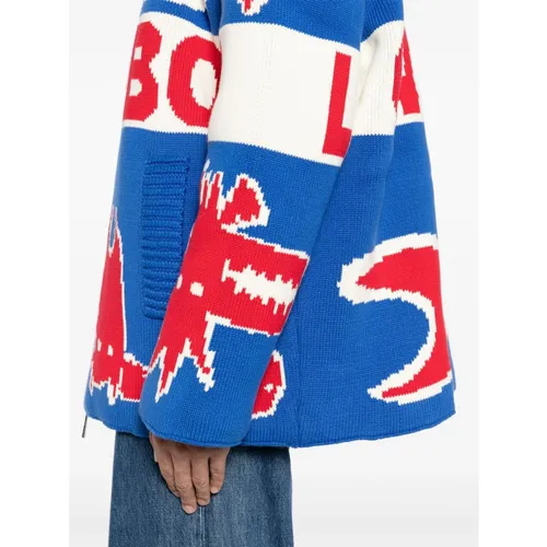 Knitted Puffer Jacket Blue/Red/White - Loverboy by Charles Jeffrey - Modalova