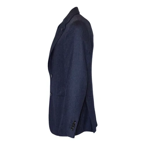Blue Wool Cashmere Herringbone Blazer - Lardini - Modalova