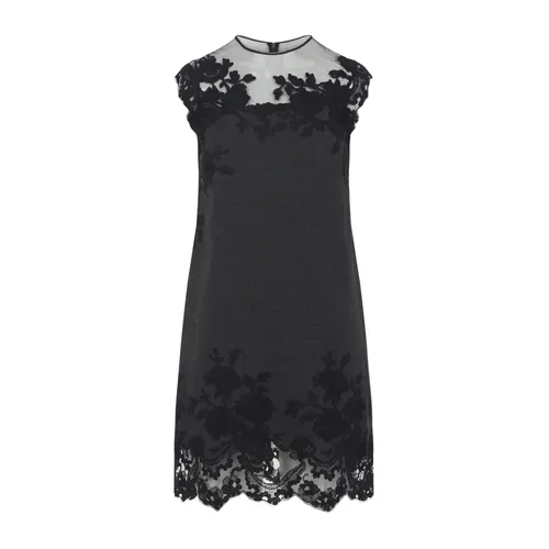 Grey Wool Mini Dress with Lace - Ermanno Scervino - Modalova