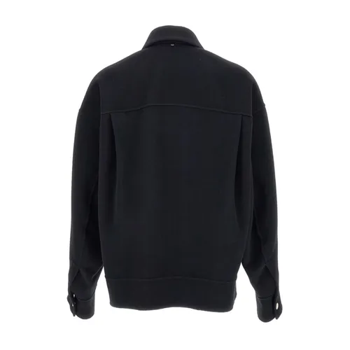 Black Wool Coat with Zip Fastening - Sportmax - Modalova