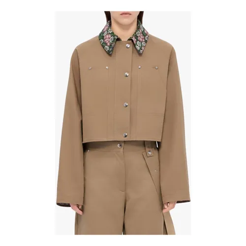 Floral-Collar Cropped Jacket - Msgm - Modalova