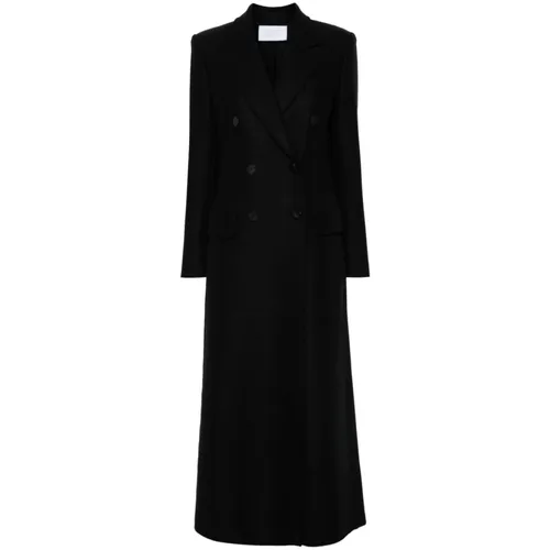Langer Wollmantel Schwarz Aw24 - Harris Wharf London - Modalova