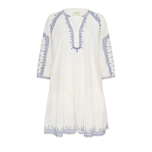 Blau Besticktes Kleid mit 3/4 Ärmeln - Cream - Modalova