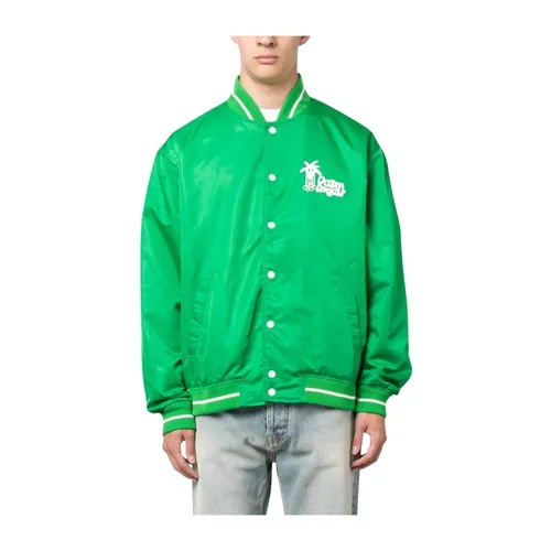Green Graphic Print Bomber Jacket - Palm Angels - Modalova