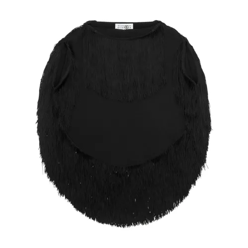 Trendy Black Fringe Shirt - MM6 Maison Margiela - Modalova