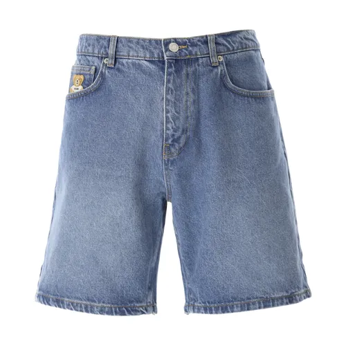 Denim Teddy Bear Bermuda Shorts - Moschino - Modalova