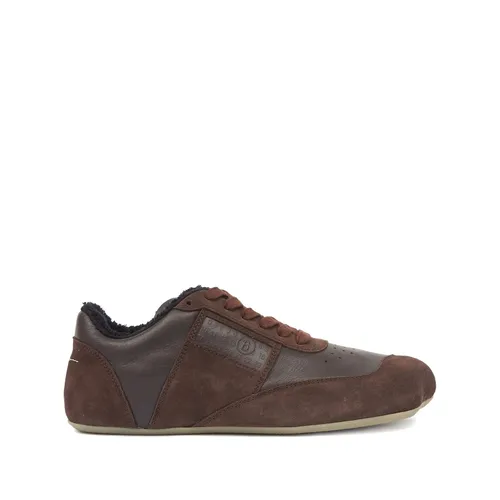Brown Lace-Up Sneakers with Logo Patch - MM6 Maison Margiela - Modalova