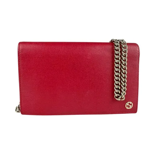 Pre-owned Elegant Leather Chain Wallet - Versatile and Stylish Accessory - Gucci Vintage - Modalova