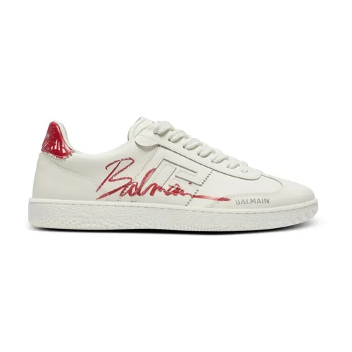 Leather Swan Lipstick trainers - Balmain - Modalova