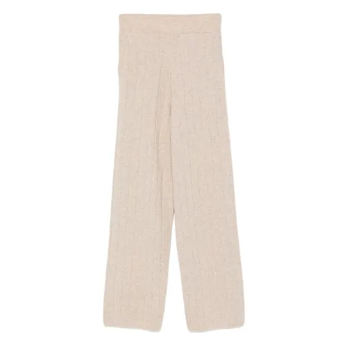 Beige Gerippte Weite Hosen - Max Mara - Modalova