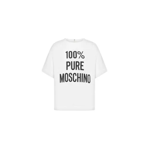 T-shirt Bianca con Logo Manica Corta - Moschino - Modalova