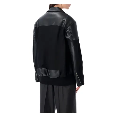 Wool and Eco Leather Biker Jacket - Junya Watanabe - Modalova