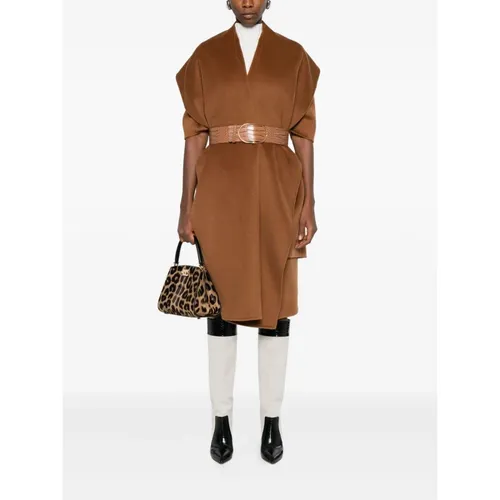 Wool Blend Cape with Belt - Elisabetta Franchi - Modalova