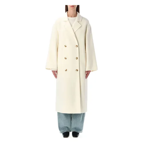 Oversized Ivory Wool Coat Aw25 - Loulou Studio - Modalova