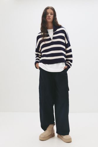 Pull Rayé Col Zippé - Pull&Bear - Modalova