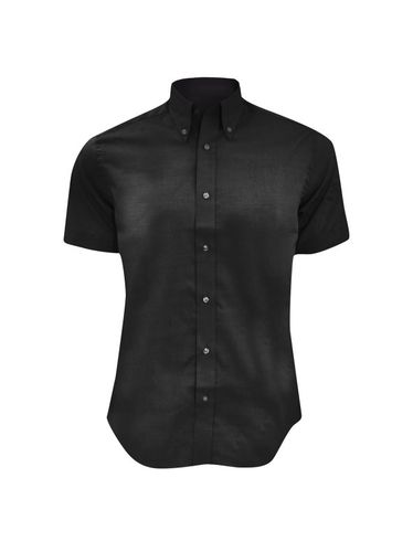 Camisa ajustada de manga corta Modelo Oxford Premium Trabajo/Boda/Fiesta negro 44 - Kustom kit - Modalova