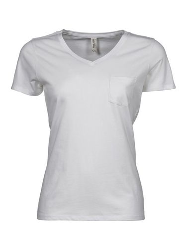 Camiseta de manga corta con cuello en V modelo Luxury para mujer blanco S - Tee jays - Modalova