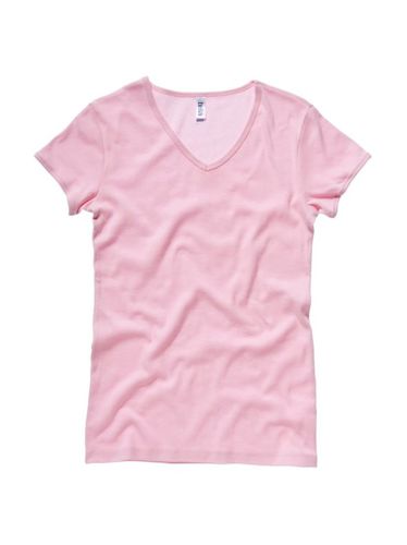 B&C Camiseta de manga corta en canalé fino con cuello en forma de V para chica/mujer rosa M - Bella + canvas - Modalova
