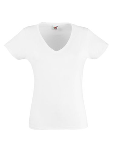 Camiseta de manga corta Valuewieght con cuello en forma de V para mujer blanco S - Fruit of the loom - Modalova
