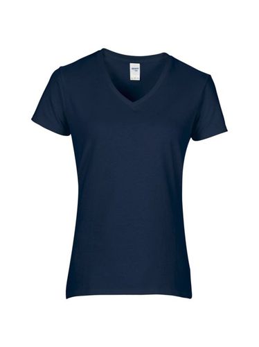 Camiseta de algodón de calidad con cuello en forma de V para mujer azul M - Gildan - Modalova