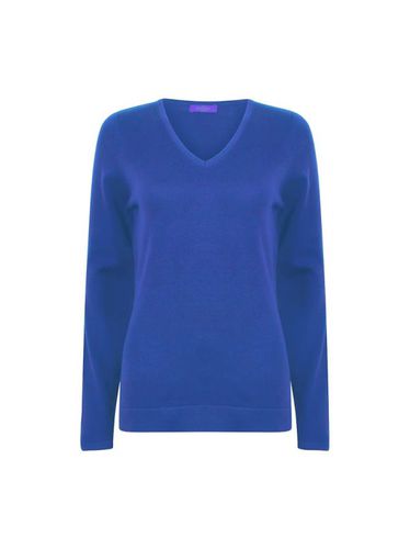 Jersey de punto fino con cuello en V para mujer azul XS - Henbury - Modalova