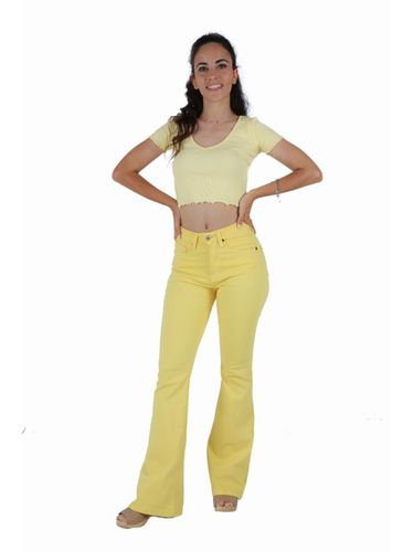 Pantalon mujer campana cinco bolsillos amarillo 4234 - Aterrisage - Modalova