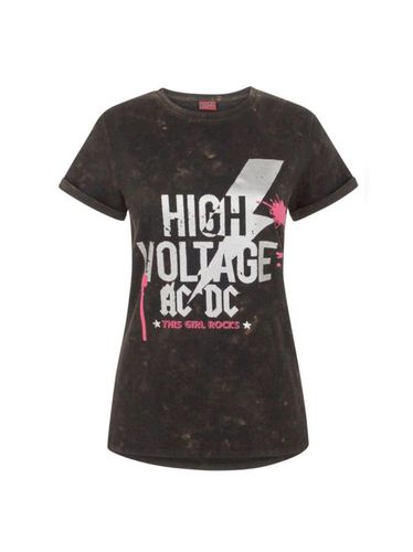 Camiseta modelo High Voltage y lavado ácido para mujer negro M - Acdc - Modalova