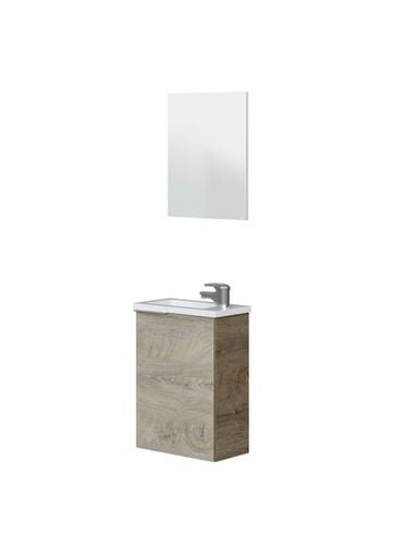 Mueble de baño Compact 40 con espejo y lavabo marrón UNIQUE - Arkitmobel - Modalova