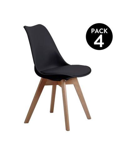 Pack 4 sillas Bistro negro UNIQUE - Abecedario - Modalova