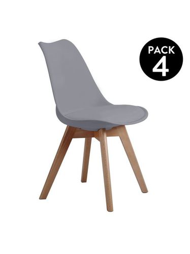 Pack 4 sillas Bistro gris UNIQUE - Abecedario - Modalova