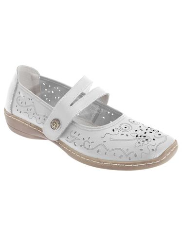 Zapatos Casuales de Cuero Cierre Adhesivo Diseño Perforado para Mujer blanco 37 - Boulevard - Modalova