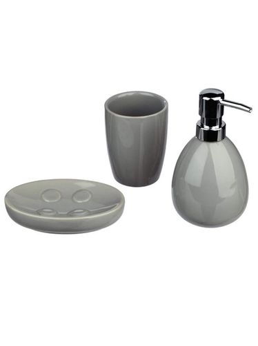 Juego de baño 3 piezas: dispensador jabon, vaso y jabonera gris UNIQUE - Cholloday - Modalova