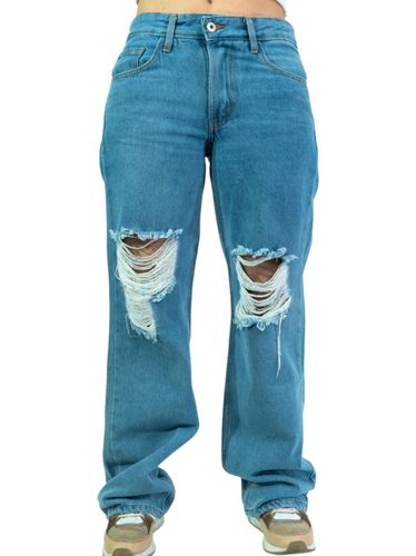 Pantalón mom jeans super stone roto. azul 38 - Aterrisage - Modalova