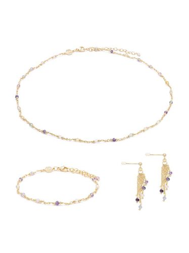Collar, pulsera y pendientes Bianca de piedras de fluorita lila UNIQUE - Sloya - Modalova