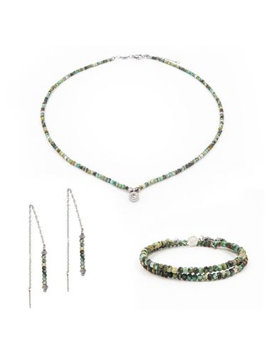 Collar, pulsera y pendientes Lumia de piedras turquesa africana verde UNIQUE - Sloya - Modalova