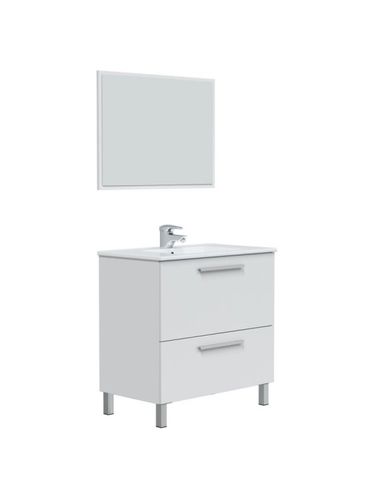 Mueble de baño Luis 1 cajón 1 puerta con espejo, sin lavabo, Color Blanco brillo blanco UNIQUE - Vs venta-stock - Modalova